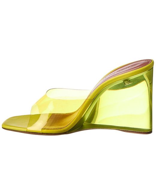 AMINA MUADDI Yellow Lupita Vinyl & Leather Wedge Sandal
