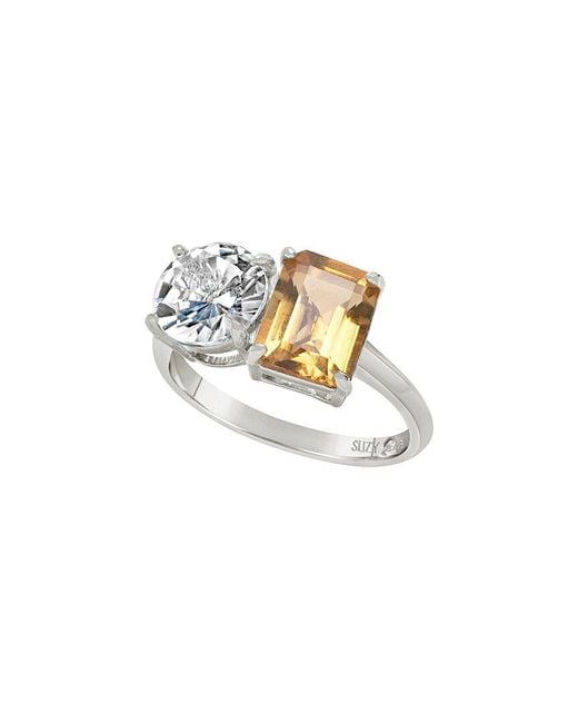 Suzy Levian White Silver 5.00 Ct. Tw. Gemstone Toi Et Moi Ring