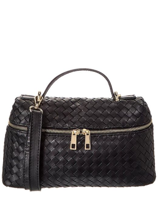 Isabella Rossetti Black Quinn Hand-Woven Leather Crossbody