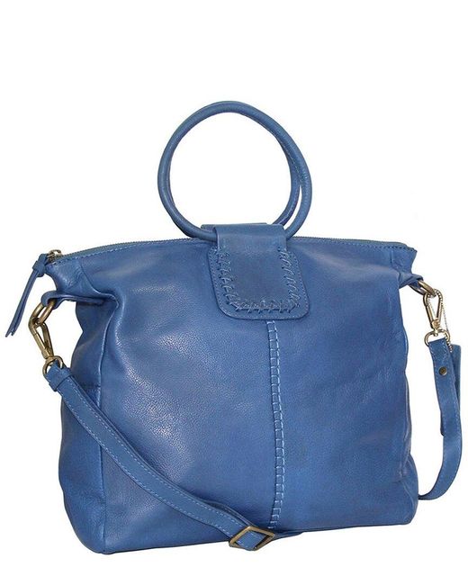 Nino Bossi Blue Tonya's Ring Genuine Leather Tote