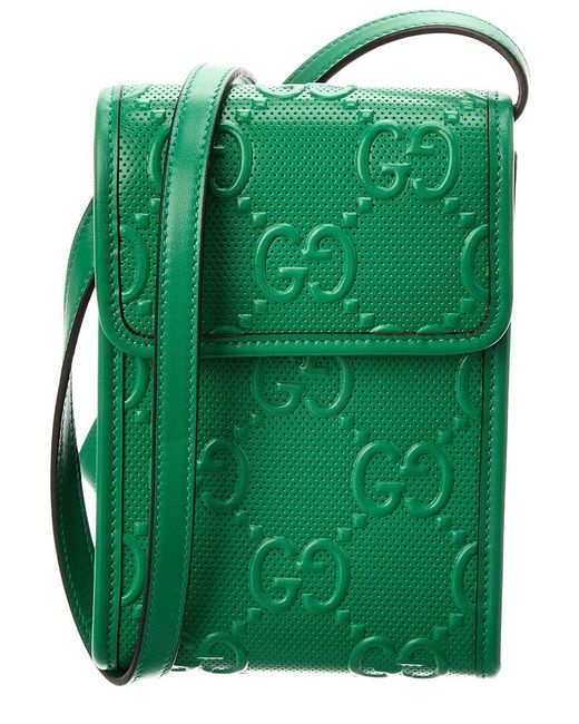 Gucci Green GG Embossed Leather Crossbody