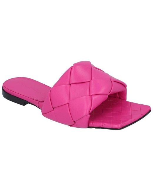 Bottega Veneta Pink Lambskin Leather Lido Flat Sandal, Never Worn (Authentic Pre-Loved)