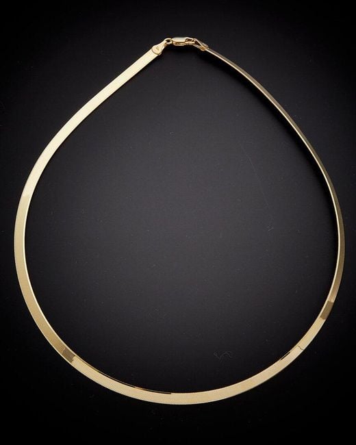 Italian Gold Black 14k Herringbone Chain Necklace