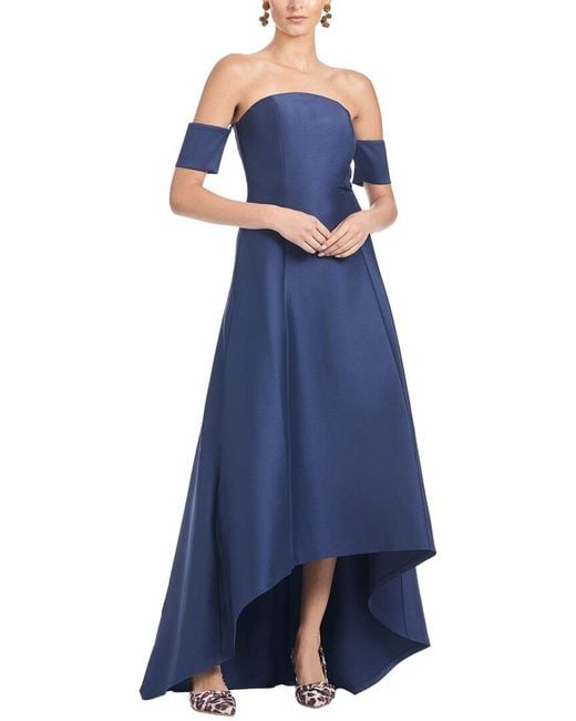 Sachin & Babi Blue Agyness Hi-Lo Strapless Gown