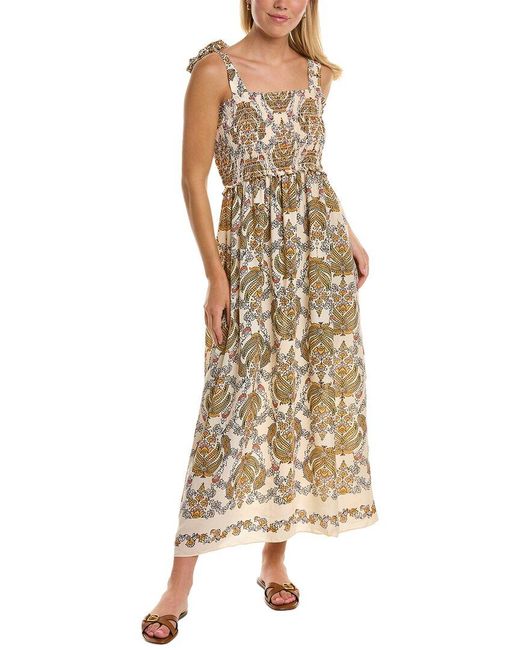 Max Studio Natural Smocked Bodice Maxi Dress