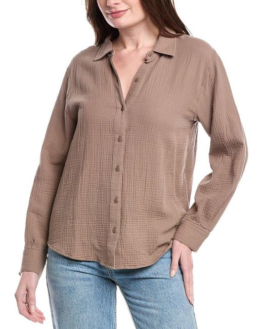 Splendid Brown Amara Pocket Button-Down Shirt