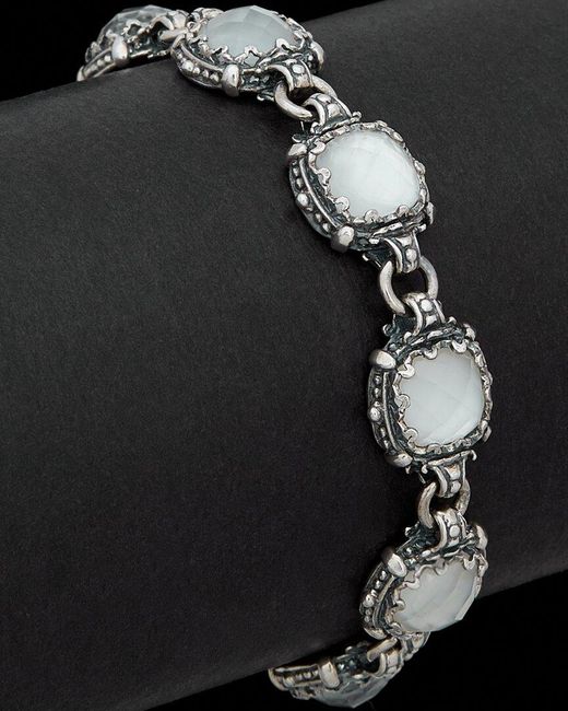Konstantino Black Aura Silver 20.00 Ct. Tw. Gemstone Doublet Toggle Bracelet