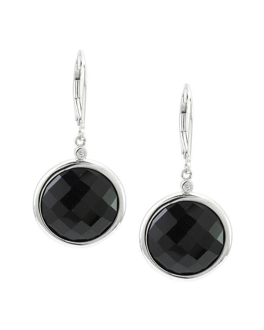 Gemstones Black 0.01 Ct. Tw. Diamond & Onyx Drop Earrings