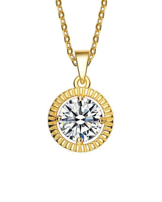 Genevive Jewelry Metallic 14k Over Silver Cz Necklace