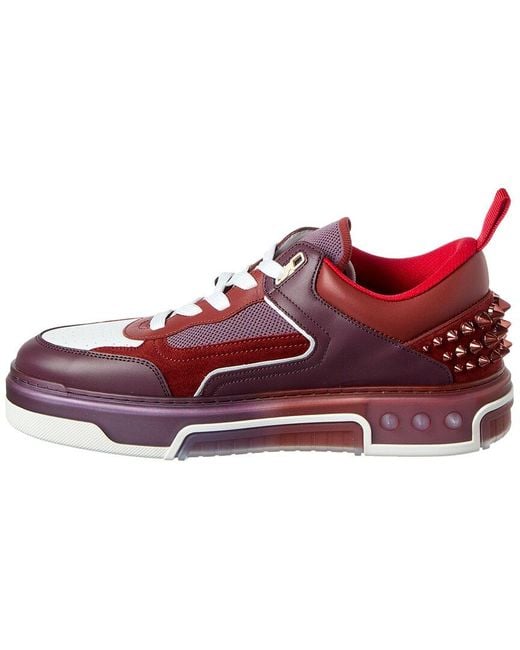 Christian Louboutin Red Astroloubi Leather & Mesh Sneaker for men