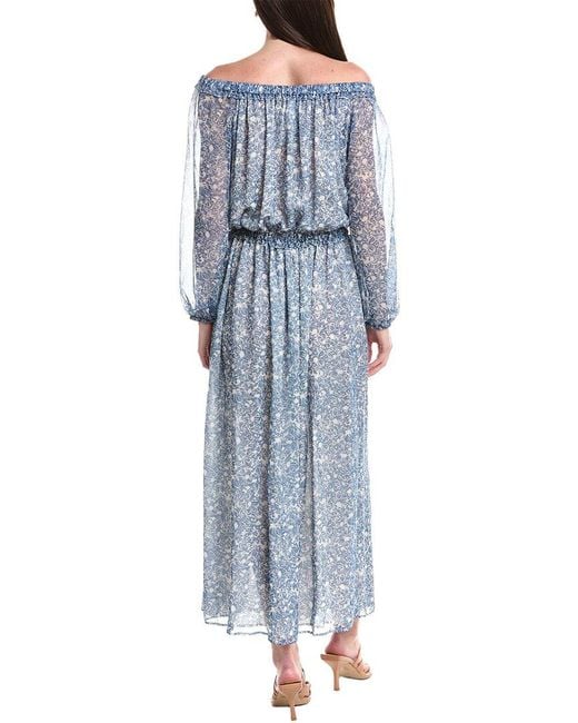 Max Mara Blue Enza Silk Maxi Dress