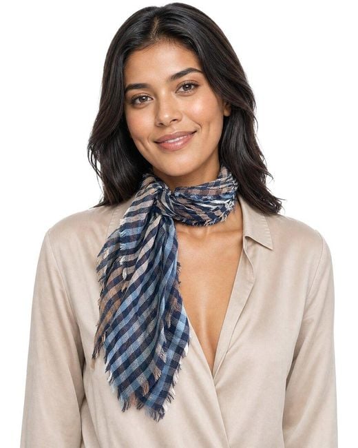 Blue Pacific Blue Scottish Plaid Cashmere-Blend Neckerchief