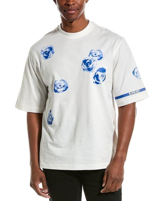 Burberry Blue Rose Print T-shirt for men