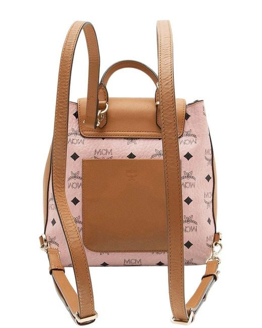 MCM Pink Visetos Essential Drawstring Small Backpack (authentic Pre-loved)