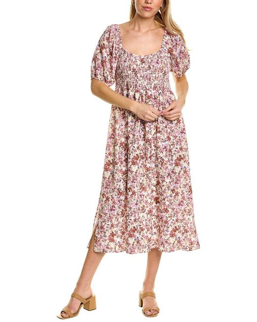 Auguste Pink Rosemary Annastasia Linen-blend Midi Dress