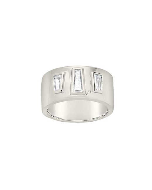 Sterling Forever White Rhodium Plated Cz Colsie Cigar Band Ring