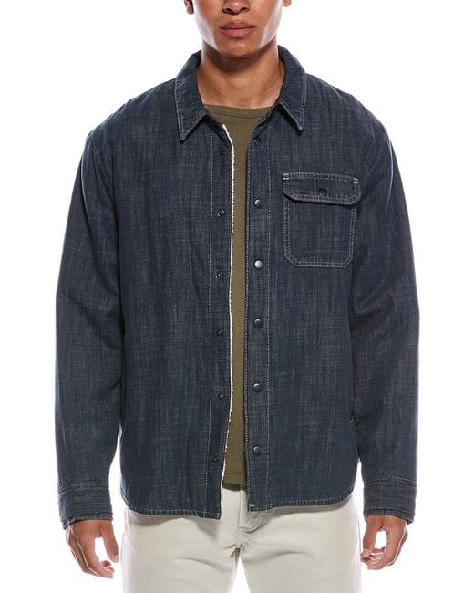 James Perse Blue Fleece-Lined Denim Shirt Jacket for men