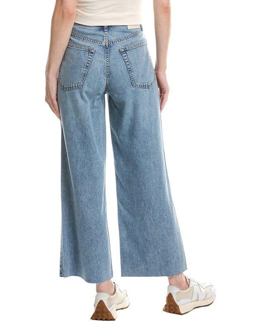 Rag & Bone Blue Featherweight Andi High Rise Ankle Wide Jean