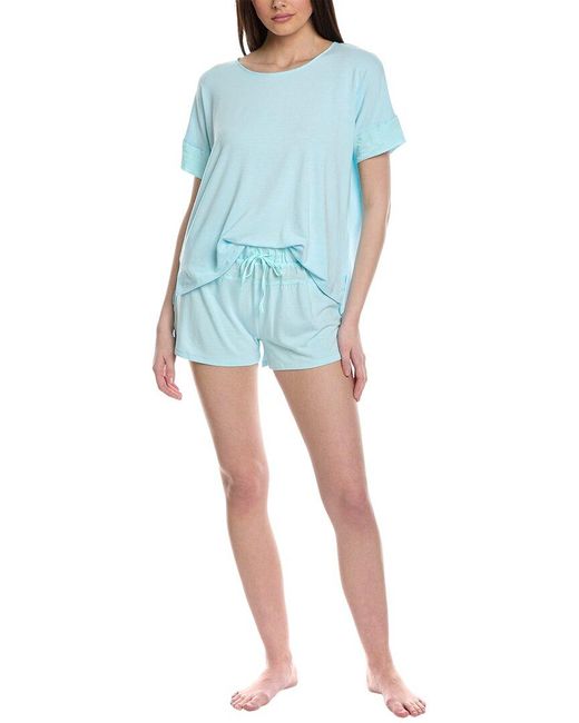 Splendid Blue 2pc Linen-blend Pajama Set