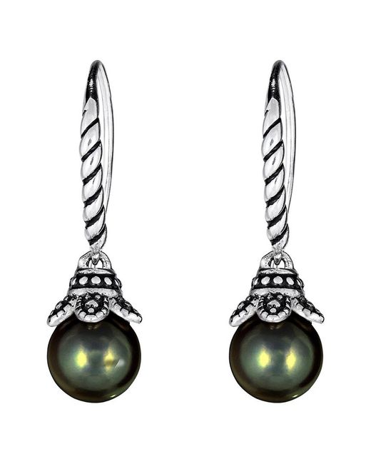 Belpearl Multicolor Silver 10mm Tahitian Dangle Earrings