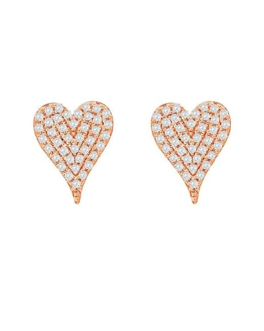 Suzy Levian White 14k Rose Gold 0.16 Ct. Tw. Diamond Elongated Heart Studs