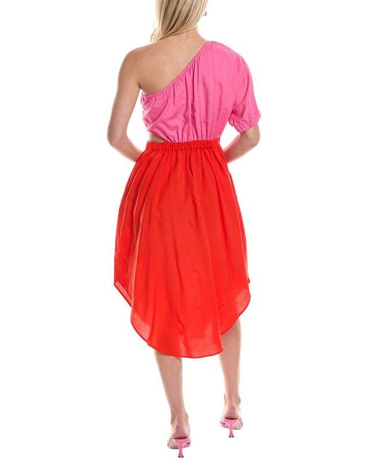 CROSBY BY MOLLIE BURCH Red Rio Linen-blend Midi Dress