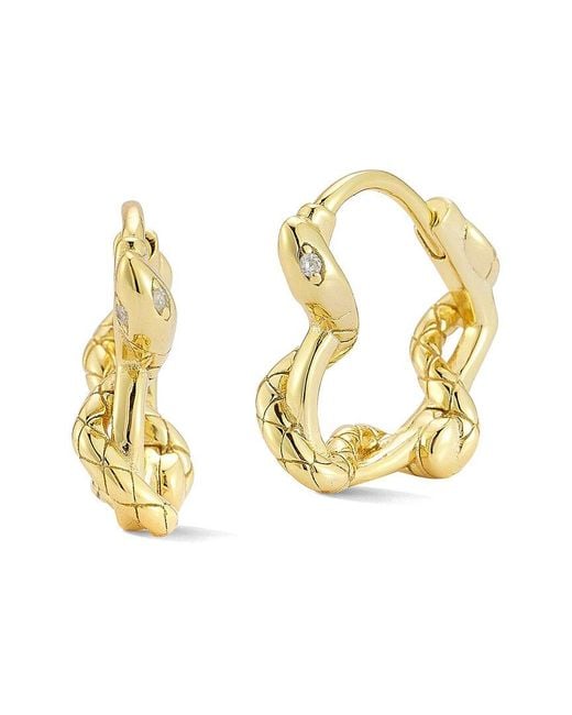 Sphera Milano Metallic 14K Over Cz Twisty Snake Huggie Earrings