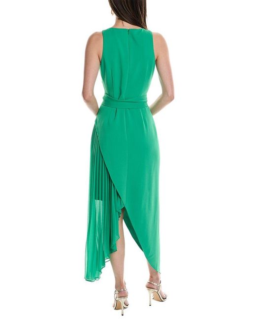 Badgley Mischka Green Asymmetric Midi Dress