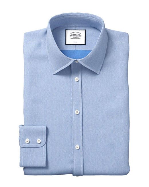 Charles Tyrwhitt Blue Non-iron Micro Diamond Classic Fit Shirt for men