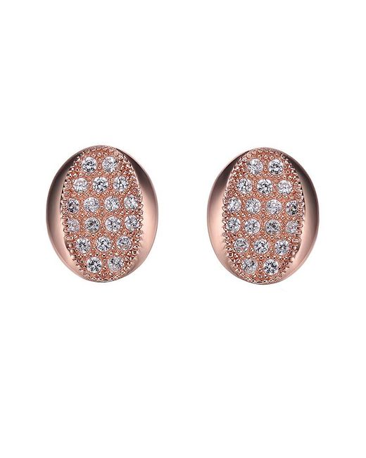 Genevive Jewelry Brown 18k Rose Gold Over Silver Cz Studs