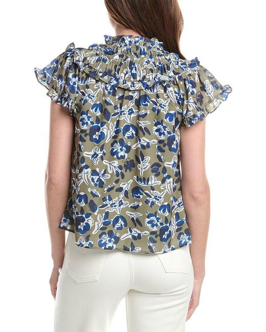 Sail To Sable Blue Flutter Sleeve Top
