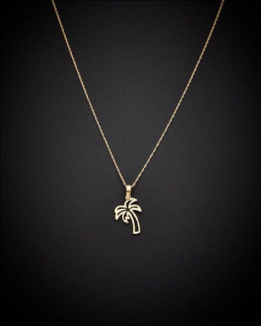 Italian Gold Black Fremada 14k Palm Tree Pendant Necklace