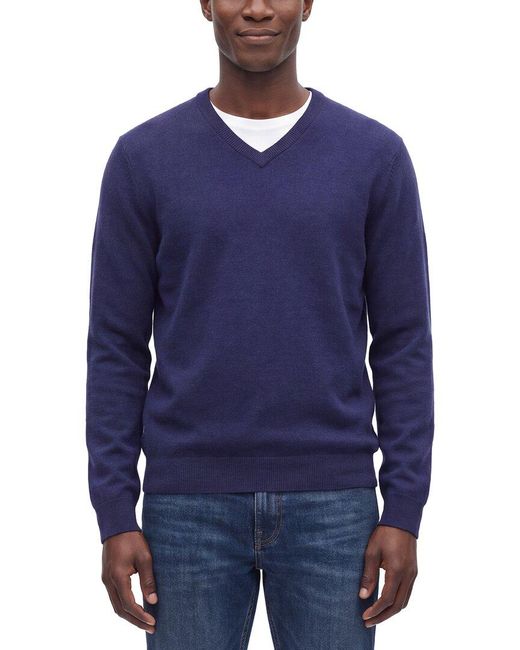 Phenix Blue 100% Cashmere V-Neck Sweater for men