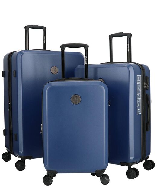 Roberto Cavalli Blue Solid Classic Collection 3pc Expandable Luggage Set