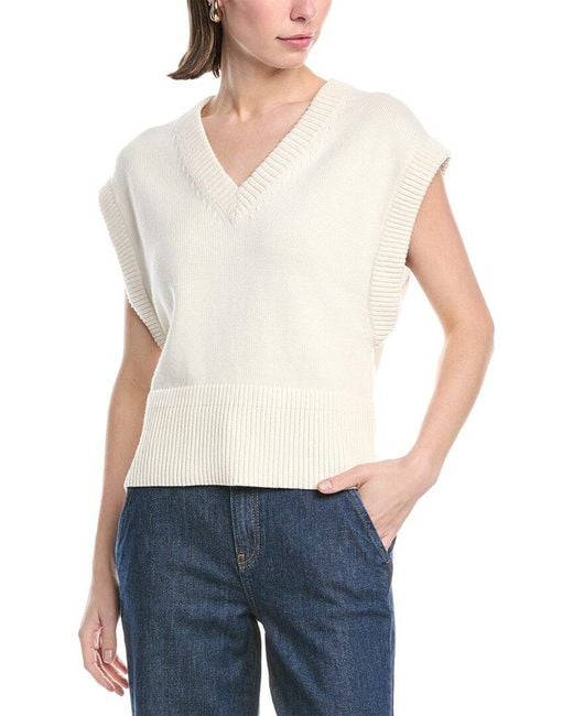 Jonathan Simkhai White Erin Cashmere-Blend Sweater Vest