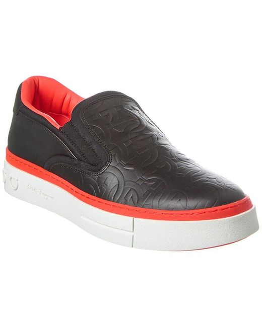 Ferragamo Red Mathew Leather Slip-on Sneaker for men