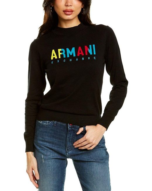 Armani Exchange Logo Sweater in Black | Lyst