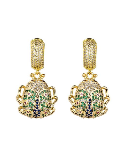 Eye Candy LA Metallic Luxe Collection Cz Green Beatle Huggie Earrings