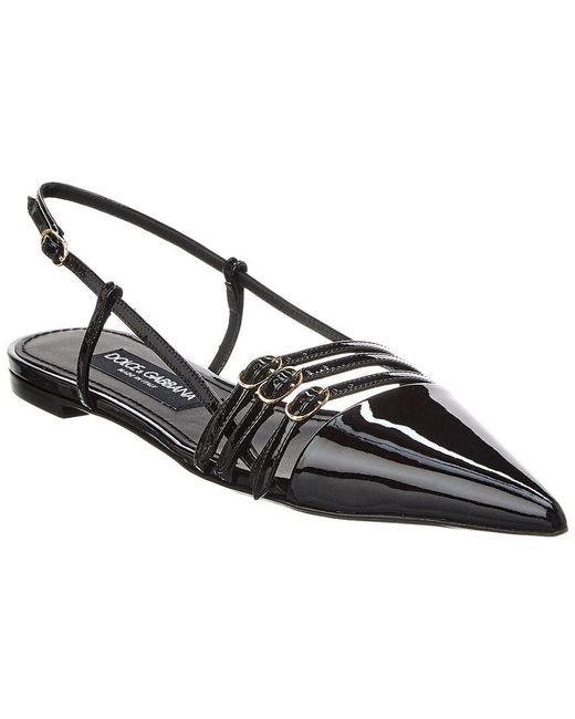 Dolce & Gabbana Black Leather Slingback Flat