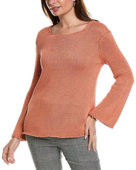 Lafayette 148 New York Orange Loose Knit Silk-blend Sweater