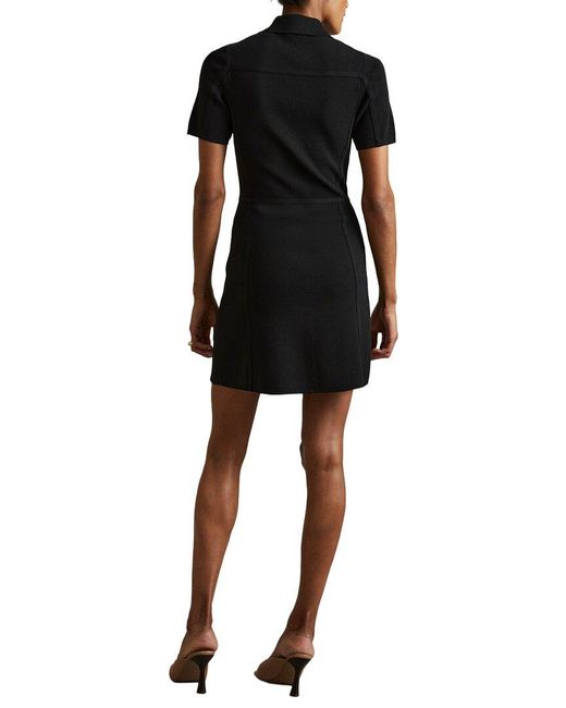 Reiss Black Nala Utility Zip Knit Midi Dress