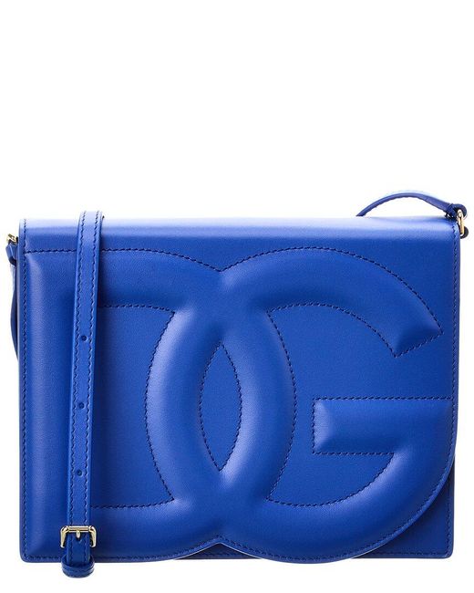 Dolce & Gabbana Blue Logo Leather Shoulder Bag