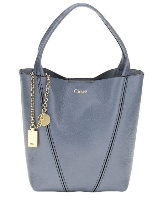 Chloé Blue Spin Leather Tote Bag