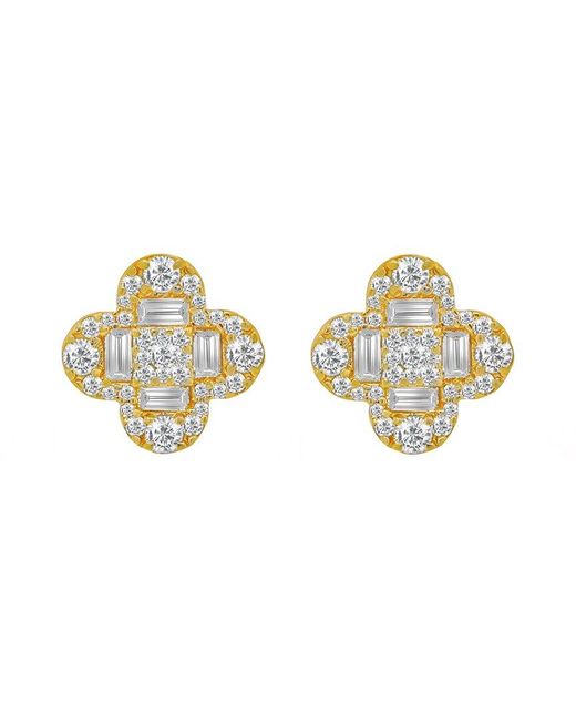 Diana M Metallic Fine Jewelry 14k 1.30 Ct. Tw. Diamond Flower Studs