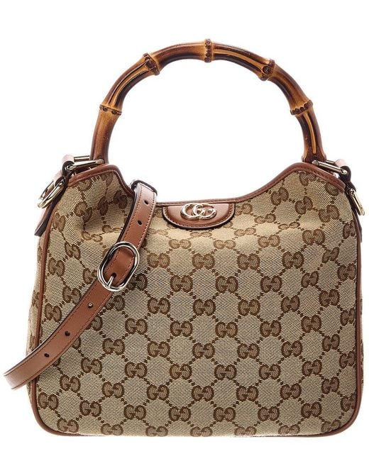Gucci Brown Diana Small Supreme Gg Canvas & Leather Shoulder Bag