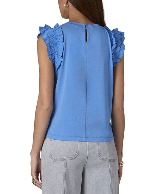 Wit & Wisdom Blue Mixed Media Knit Top