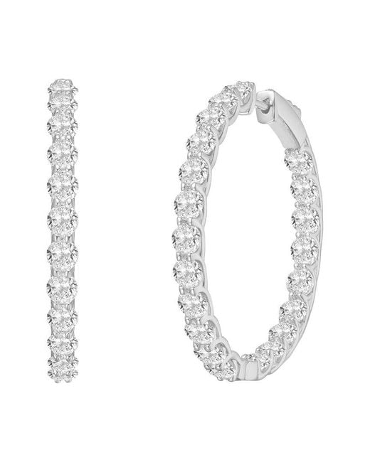 Rachel Glauber White Plated Cz Hoop Earrings