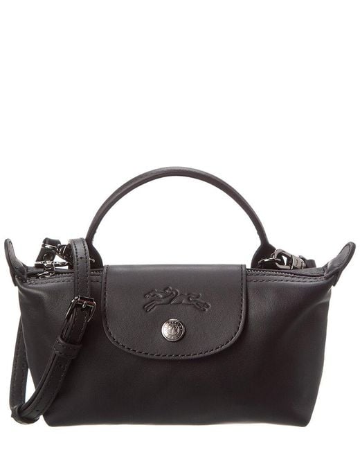 Longchamp Black Le Pliage Xtra Xs Leather Pouch