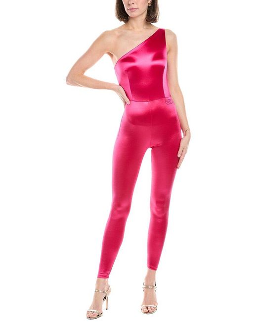 Elisabetta Franchi Red One-Shoulder Jumpsuit