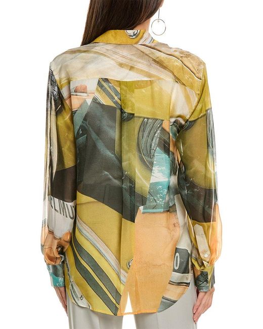 Helmut Lang Yellow Relaxed Silk Shirt